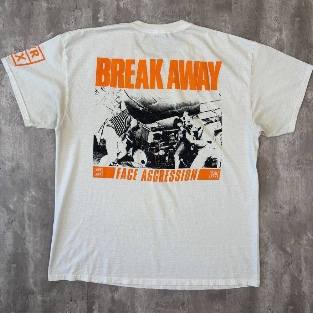 Break Away Face Aggression T-Shirt Mens XL White Straight Edge Hardcore Punk